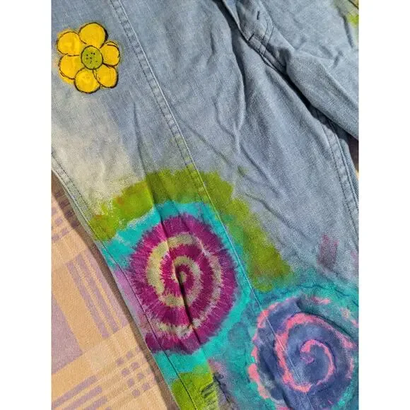 Vintage 70s Levis Flare Bell Bottom Jeans Pants White Tab Painted 36x30 Grateful